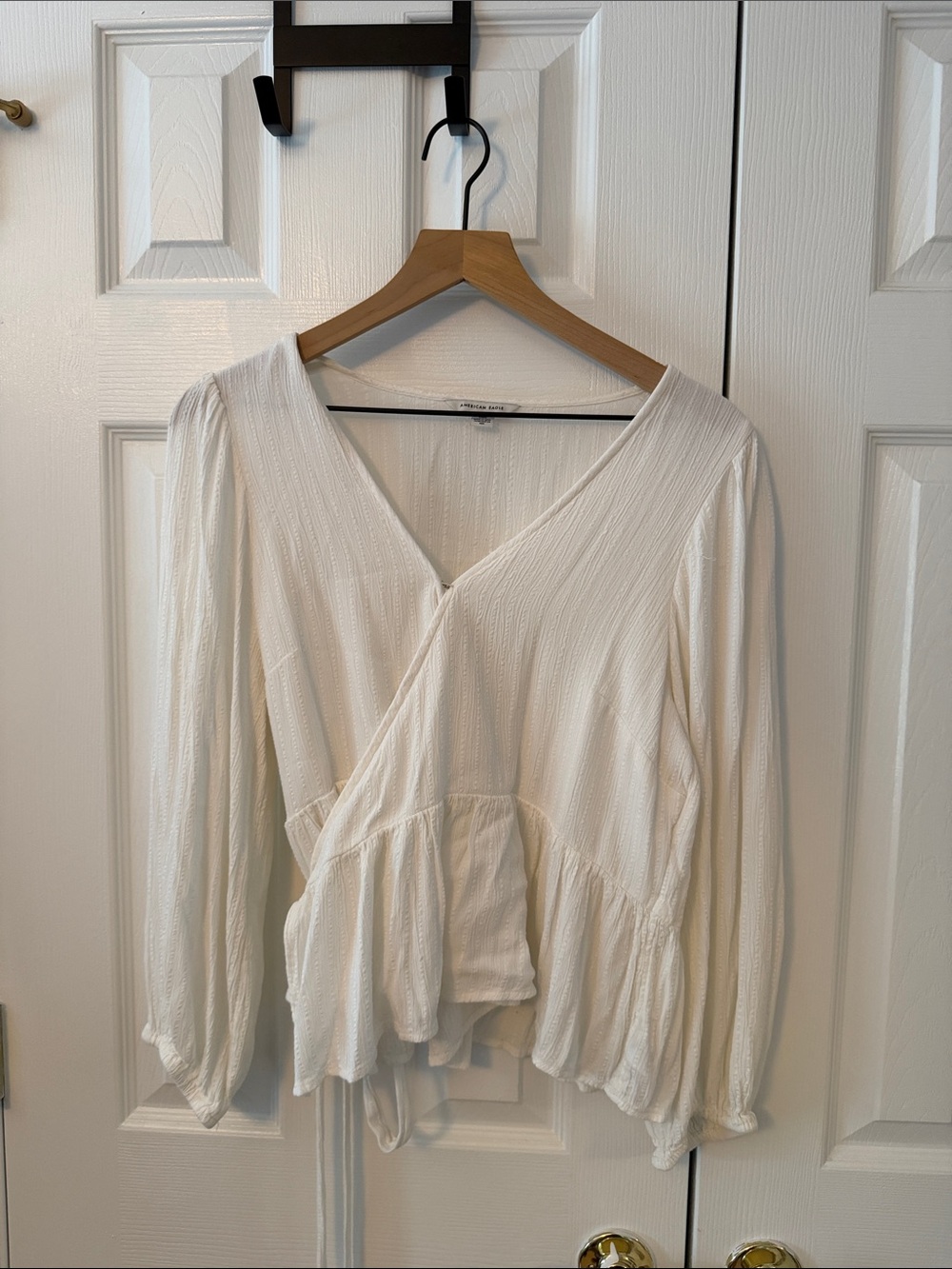 American Eagle Outfitters White Wrap Peplum Blouse